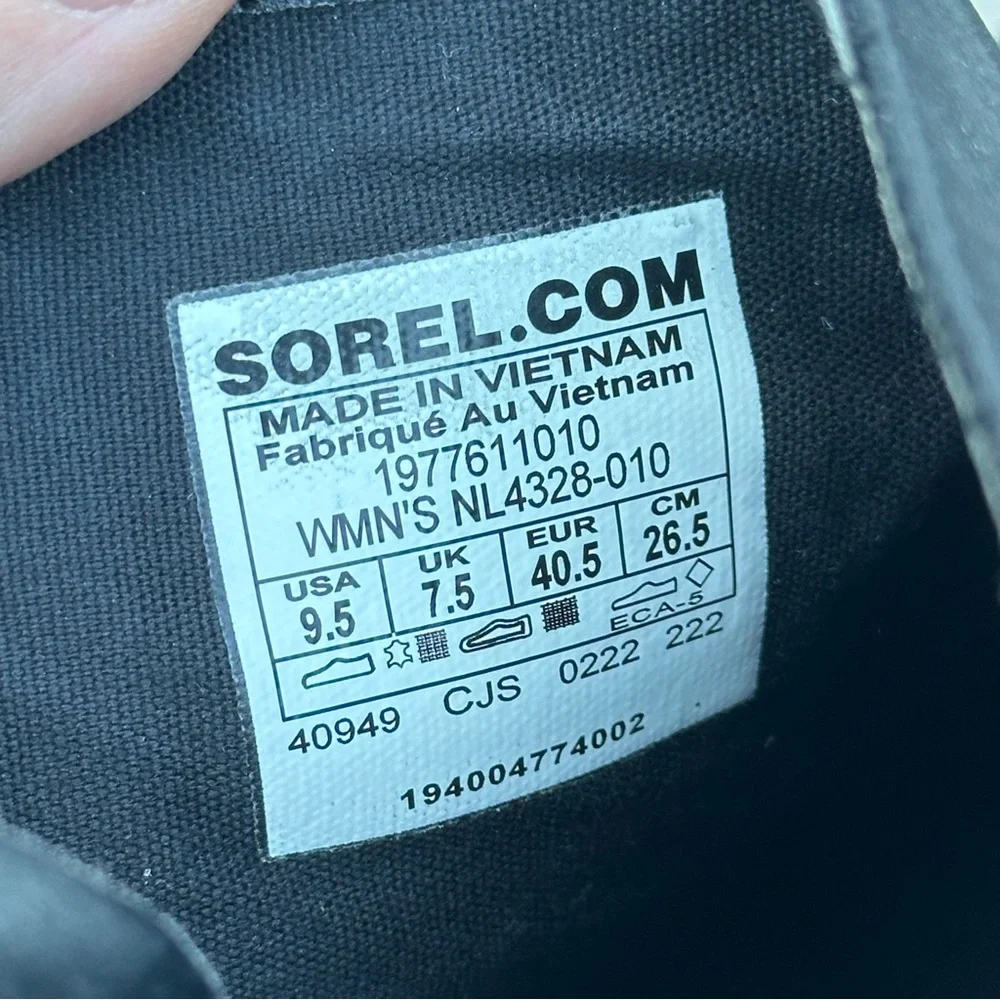 Sorel Emelie II Ankle Black Leather Boots Size 9.5
